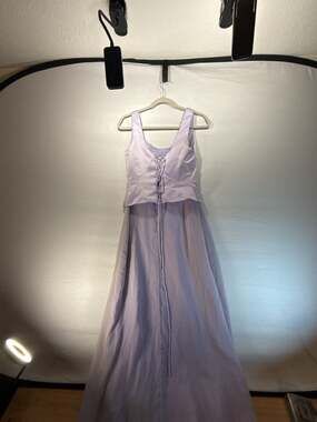 Cachet Vintage Lavender Satin Corset Lace-Up Maxi Prom Formal Dress